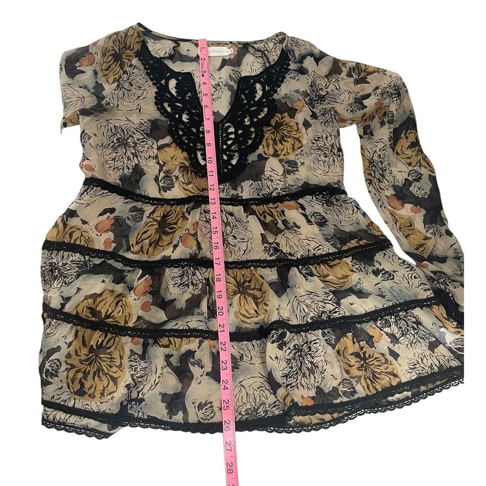 Johnny Was 4 Love & Liberty Silk Floral Tunic Top Size XS Whimsy Fairy FLAW - Picture 9 of 13